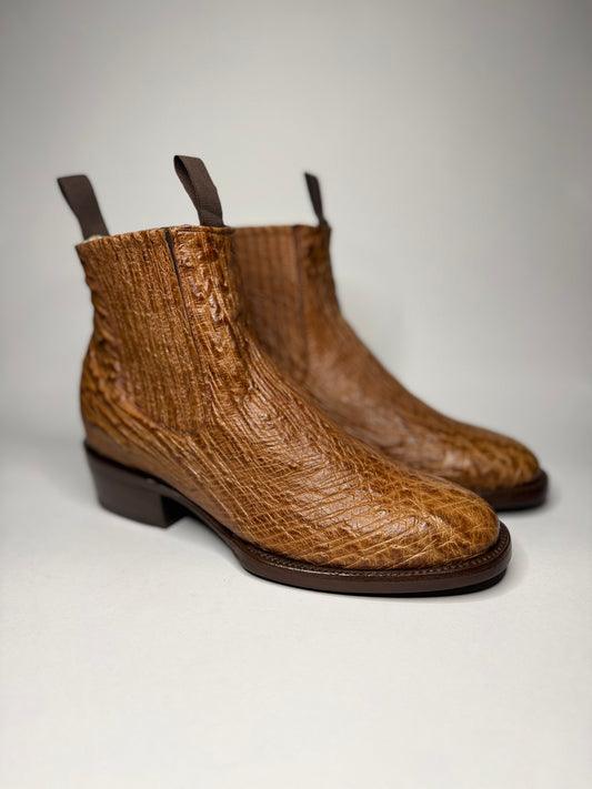 Bota Chelsea Avestruz Cognac